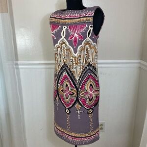 Suzi Chin for Maggie Boutique Sleeveless Dress with an abstract, artsy print s 6